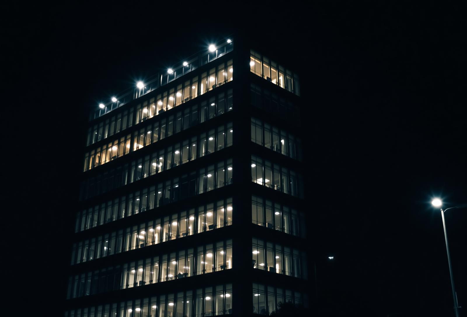 Office tower at night